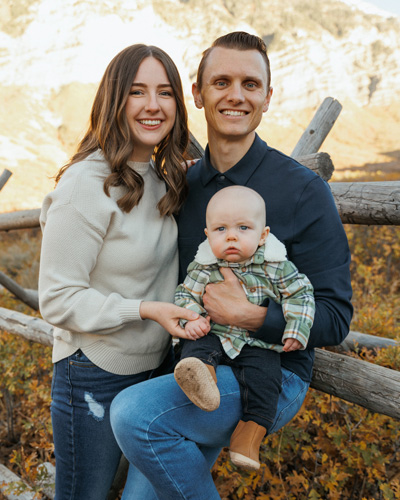 Landon Hardy and his wife and baby
