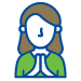 An illustrative icon showing a woman praying