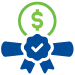An award with a money icon above it