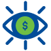 An eye icon with a dollar sign in the middle